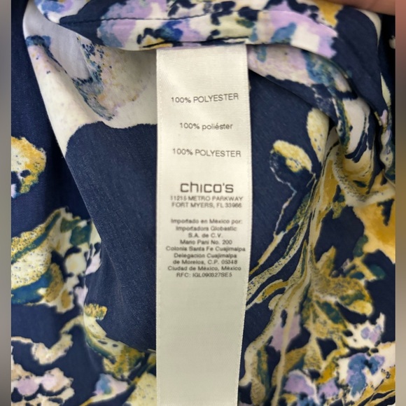 Chico’s Primavera Floral Peasant Blouse LP 2 - Picture 5 of 8